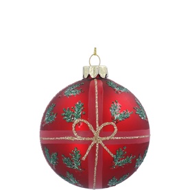 Christmas Holly Glass Bauble Tree Decoration