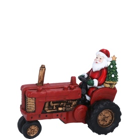 Santa On Tractor Christmas Ornament