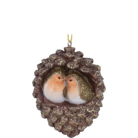 Robins In Pinecone Resin Tree Decoration