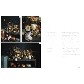 New Mags Flower Philosophy book interior spread showing moody floral arrangement photography and text pages