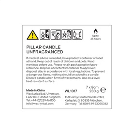 Unscented Pillar Candle 7 x 8