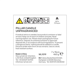 Unscented Pillar Candle 7 x 15