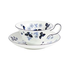 Wild Strawberry Inky Blue Teacup & Saucer Set