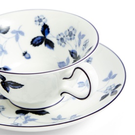 Wild Strawberry Inky Blue Teacup & Saucer Set