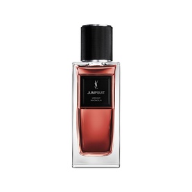 YSL Le Vestiaire des Parfums Jumpsuit Eau de Parfum, tall rectangular bottle with black cap and deep red label