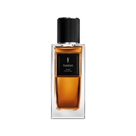 YSL Le Vestiaire des Parfums Tuxedo Eau de Parfum, tall rectangular glass bottle with amber liquid and black cap