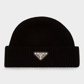 Triangle Logo Ribbed Beanie Hat