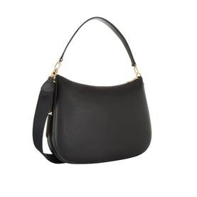 Kate Spade Liv Large Hobo Bag in black pebbled leather with gold-tone hardware, top zip fastening, and detachable crossbody strap
