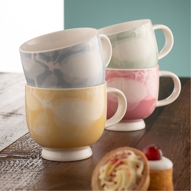 Laurel Footed Mug 470ml Four-Piece Set