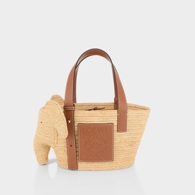 Elephant Raffia Basket Bag