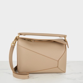 Puzzle Edge Small Grained Leather Crossbody Bag