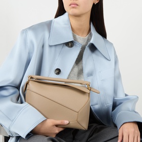 Puzzle Edge Small Grained Leather Crossbody Bag