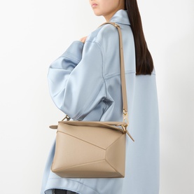 Puzzle Edge Small Grained Leather Crossbody Bag