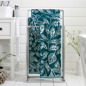 Mixed Leaves Towel Teal