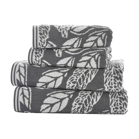 Mixed Leaves Towel Grey