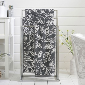 Mixed Leaves Towel Grey