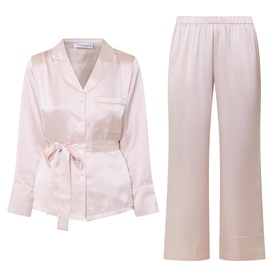 Emerald Tie-Fastening Silk Pyjama Set