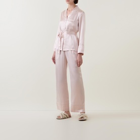 Emerald Tie-Fastening Silk Pyjama Set
