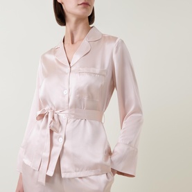 Emerald Tie-Fastening Silk Pyjama Set