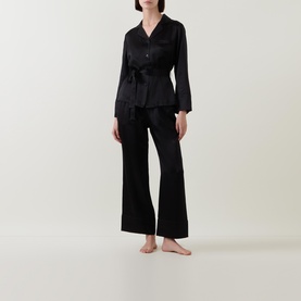 Emerald Tie-Fastening Silk Pyjama Set