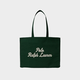 Embroidered Script Logo Canvas Tote Bag
