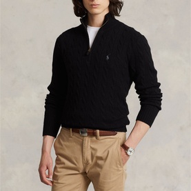 Polo Player Logo Cable Knit Sweater