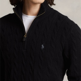 Polo Player Logo Cable Knit Sweater