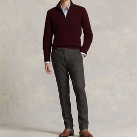 Polo Player Logo Cable Knit Sweater