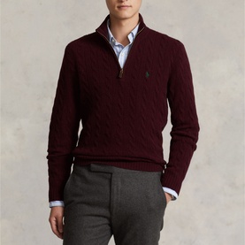 Polo Player Logo Cable Knit Sweater