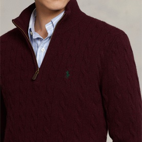 Polo Player Logo Cable Knit Sweater