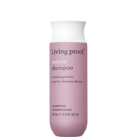Living Proof Restore Shampoo for damaged hair in pink 60ml travel-size bottle