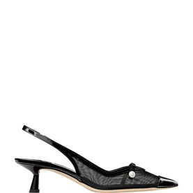 Amita 45 Mesh Slingback Kitten Heels