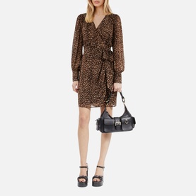 Leopard Print Mini Wrap Dress