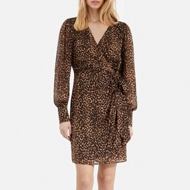 Leopard Print Mini Wrap Dress