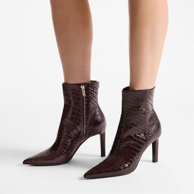 Frankie Croc Embossed Heeled Ankle Boots