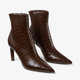Frankie Croc Embossed Heeled Ankle Boots