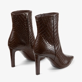 Frankie Croc Embossed Heeled Ankle Boots
