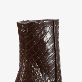 Frankie Croc Embossed Heeled Ankle Boots