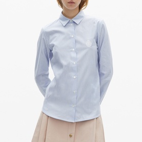 Crest Logo Embroidered Striped Shirt