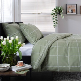 Crossley Heath Duvet Set Green/White