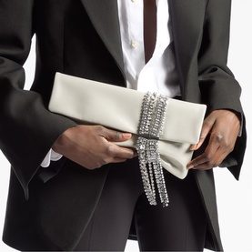 Zandra Shimmer Suede Clutch