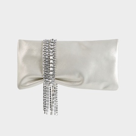 Zandra Shimmer Suede Clutch