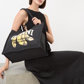 Banana Print Large Shopper Tote Bag