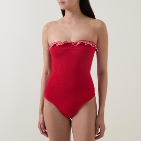 Dolly Gingham Bandeau Swimsuit