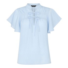 Flutter-Sleeve Tie Front Blouse
