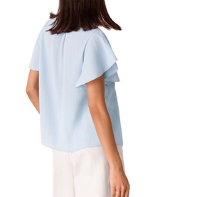 Flutter-Sleeve Tie Front Blouse