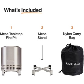 Solo Stove Mesa XL Tabletop Fire Pit with Stand Low Smoke Outdoor Table Top Fire Pit Stainless Steel