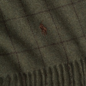 Polo Player Logo Check Fringed Scarf