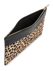 Leopard Logo Zip-Top Clutch