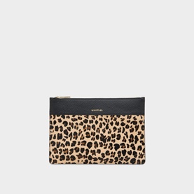 Leopard Logo Zip-Top Clutch